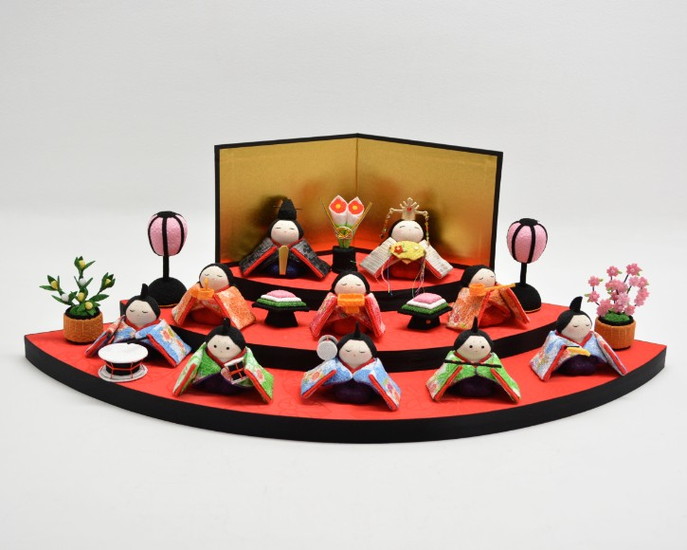 扇面三段わらべ雛　10人揃い