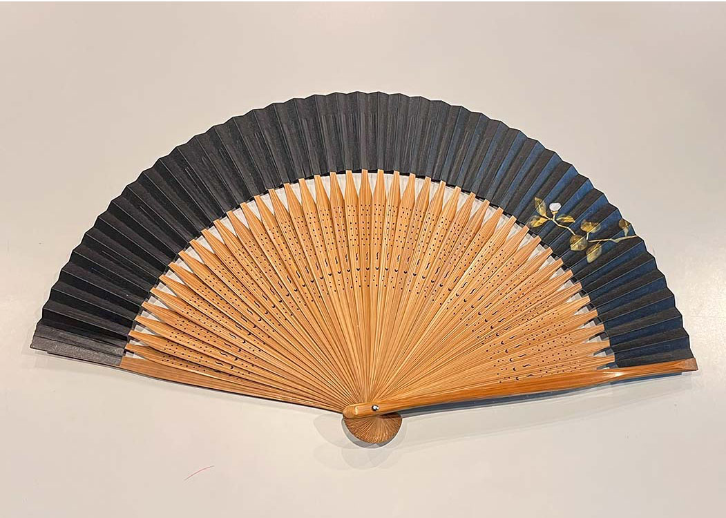 京風庵大むら作 京扇子 椿・黒 45間