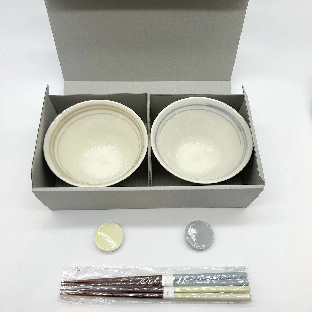 美濃焼 スピラル ペアギフト 茶碗&箸・箸置き 6点セット 2