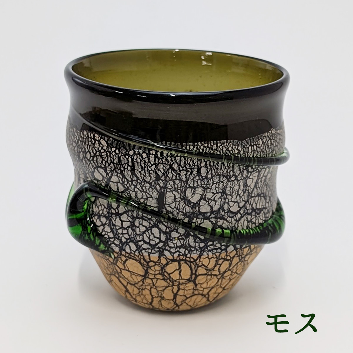 琉球ガラス 稲嶺盛一郎作 土紋波巻宙吹グラス