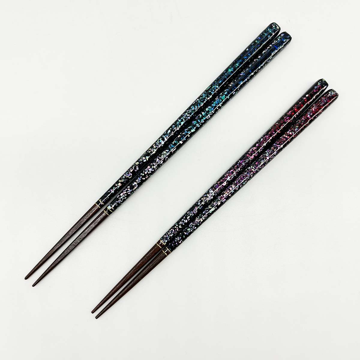若狭塗箸 虹色貝 23cm/21cm 全体