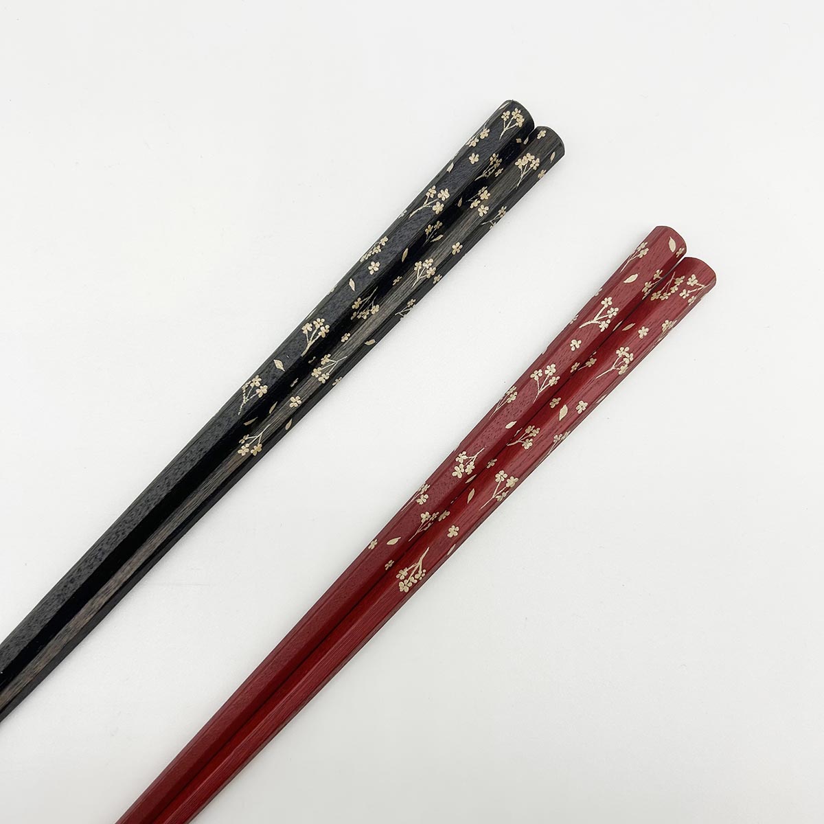 越前塗 箸 六角拭漆小花ちらし/六角赤拭漆小花ちらし 各種