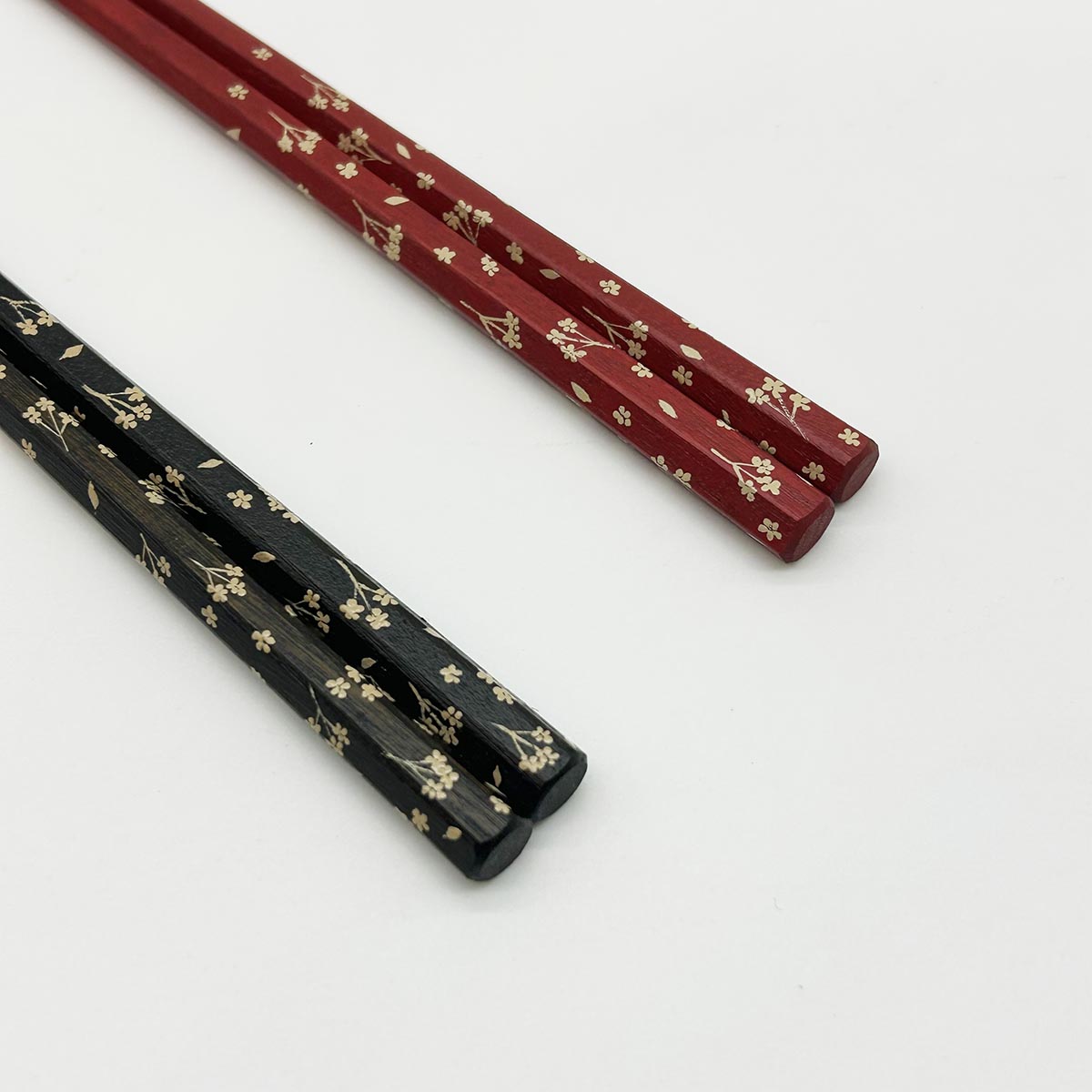 越前塗 箸 六角拭漆小花ちらし/六角赤拭漆小花ちらし 各種