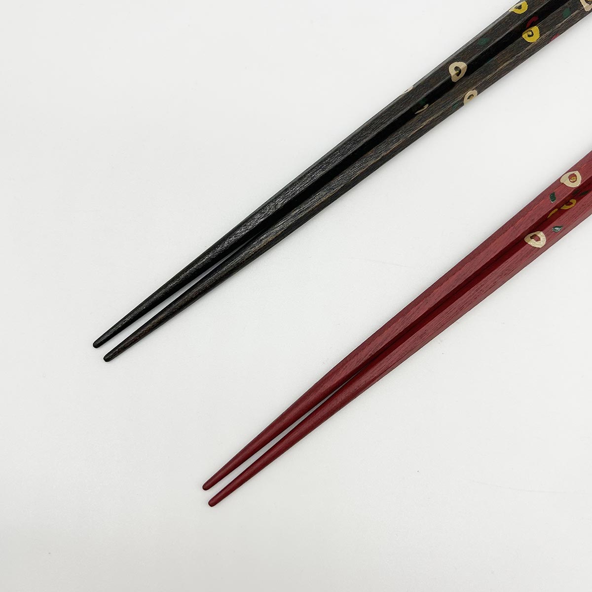 越前塗 箸 六角拭漆椿/六角赤拭漆椿 各種