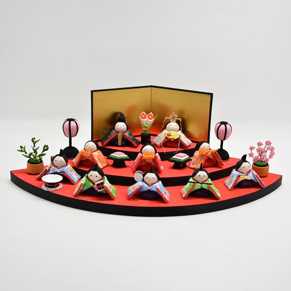 雛人形 リュウコドウ  1-344 扇面三段わらべ雛 10人揃い