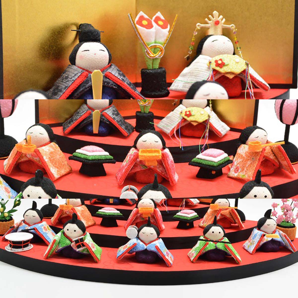 雛人形 リュウコドウ  1-344 扇面三段わらべ雛 10人揃い