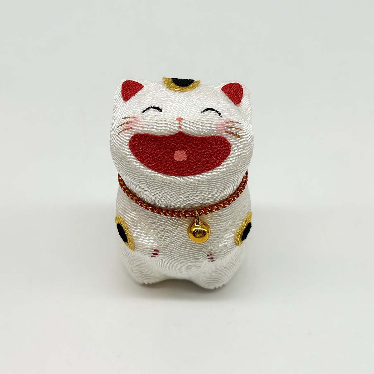 リュウコドウ 創作猫人形 ちりめん大笑い猫 (立) ブチ