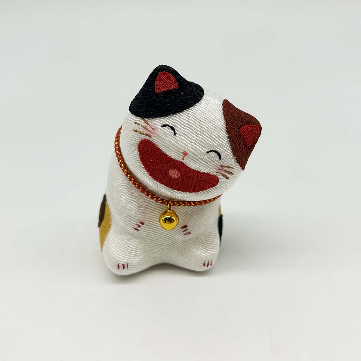 リュウコドウ 創作猫人形 ちりめん大笑い猫 (座) 三毛