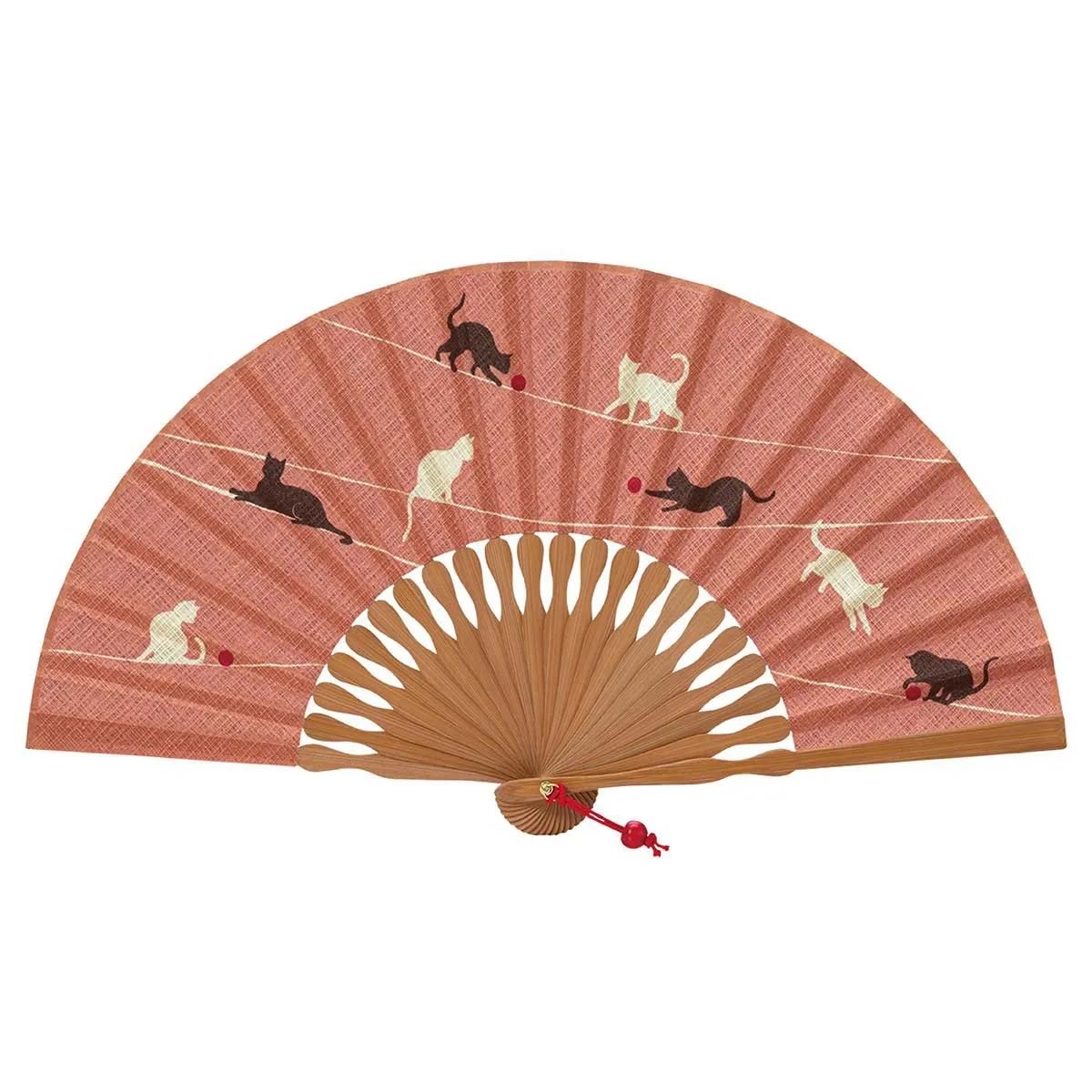 山二 京扇子 猫つむぎ かき色 セット