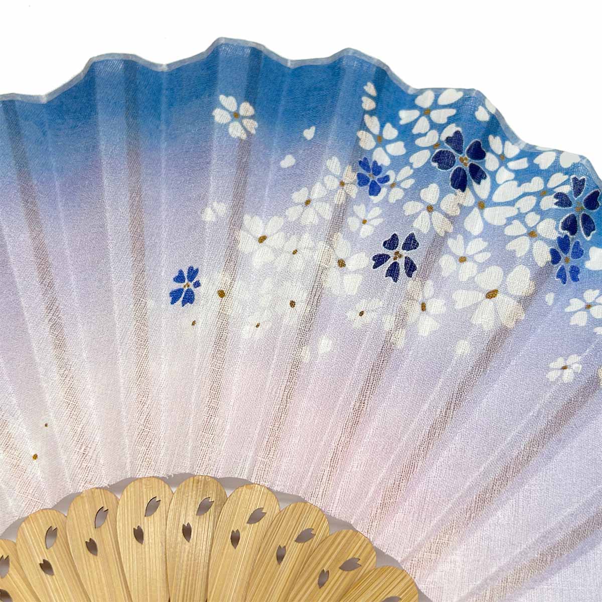山二 京扇子 桜ぼかし ブルー セット