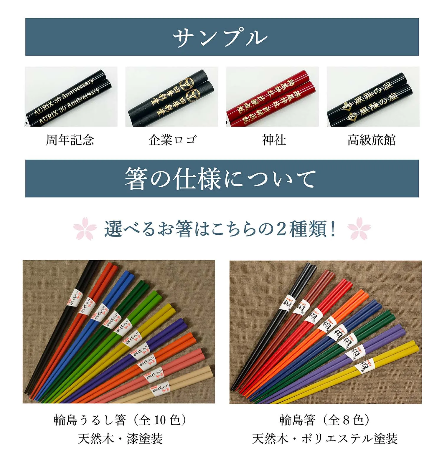 サンプル・箸の仕様について