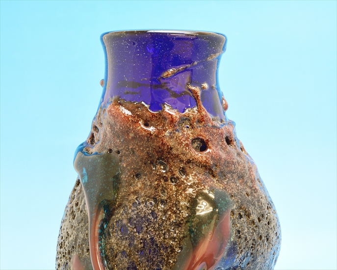 琉球ガラス 特典付き 現代の名工 稲嶺盛吉作 紅珊瑚泡彩流筒花器 Yahoo 