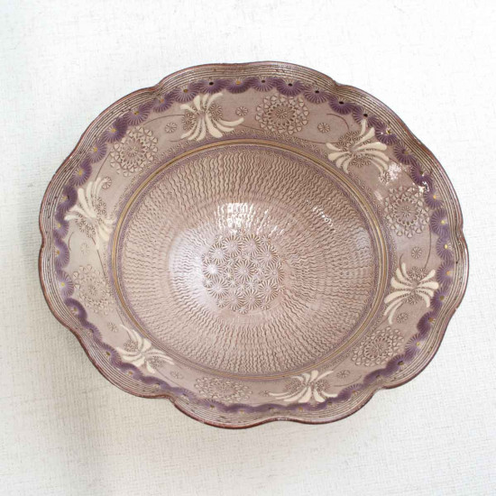 京焼　紫彩華紋 輪花鉢