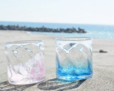 琉球ガラス　海の音ロックグラス