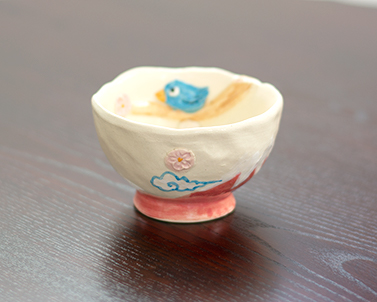 信楽焼　茶碗　赤富士