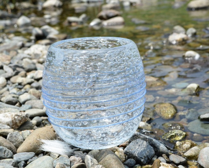 池宮城 善郎作 (煌工房) | 琉球ガラス 気泡の海螺旋タルグラス | 和