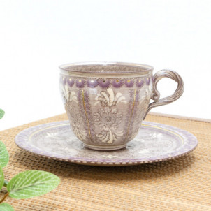 京焼・紫彩華紋　コーヒーカップ
