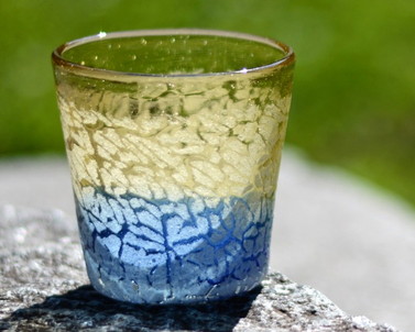アイスカットロックグラス　茶/青