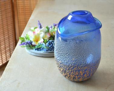 琉球ガラス　土紋オーロラ花器