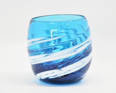 琉球ガラス　コバルト樽型グラス