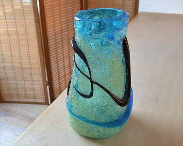 琉球ガラス　茶泡二色花器2