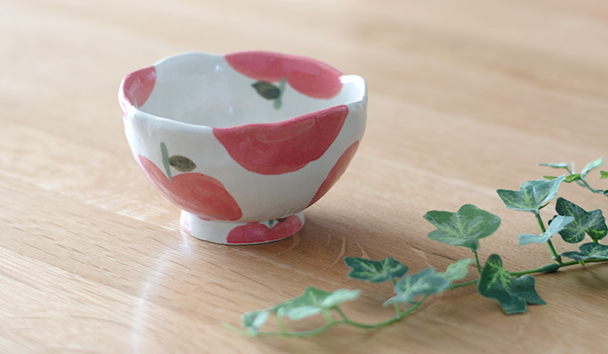 赤木三枝子作　茶碗　赤りんご　イメージ