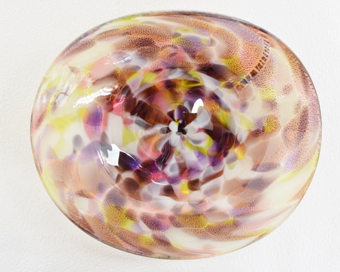 Kim　Glass　Design　小樽ガラス　トレー・yaegasumi　吸い込まれるような紫色の模様