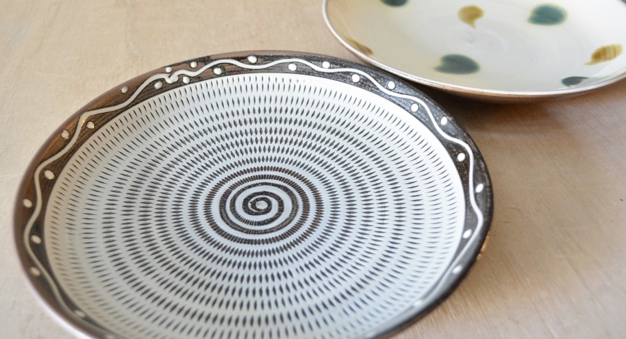 鬼丸豊喜作　皿　ふちいっちん　8寸