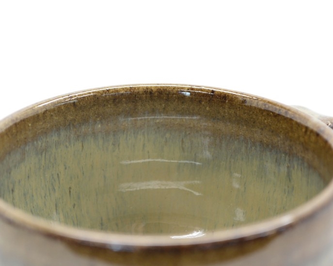 前野智博(ちひろ窯)作　コーヒー碗　丸型　青　ふちのアップ