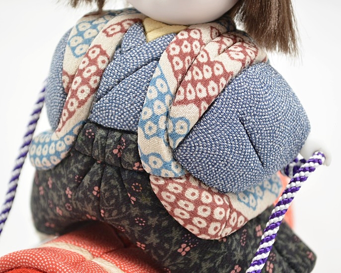 京都くろちく　端午木目込人形　青空　人形の古布の柄
