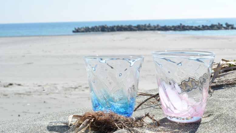 仲本庄吾作(PGO glass art okinawa)　琉球ガラス　海の音グラス
