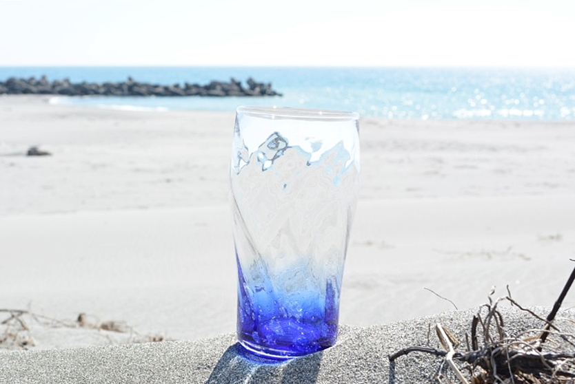 仲本庄吾作(PGO glass art okinawa)　琉球ガラス　海の音タンブラー