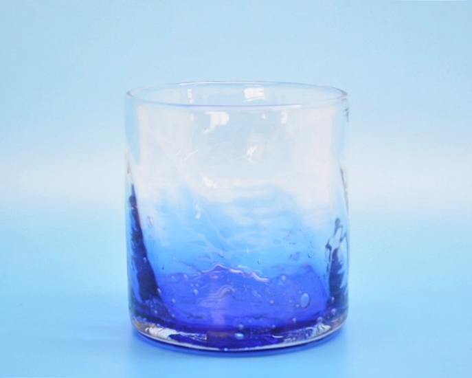 仲本庄吾作(PGO glass art okinawa)　琉球ガラス　海の音ロックグラス