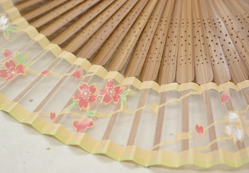 京風庵大むら作　京扇子　肌桜　透かし彫り