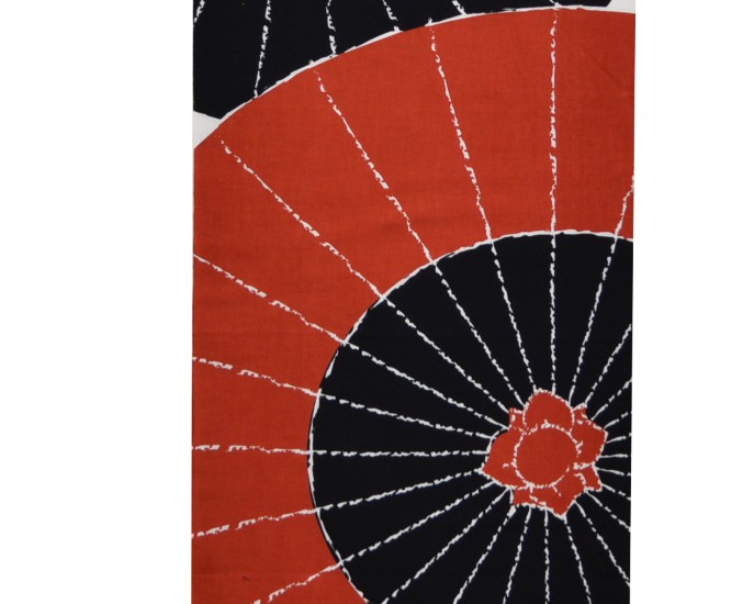 染の安坊　手拭い　番傘　赤×黒　赤アップ