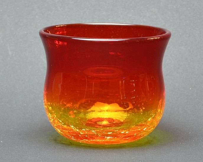 琉球ガラス王国工房作　琉球ガラス　冷茶グラス　赤　正面