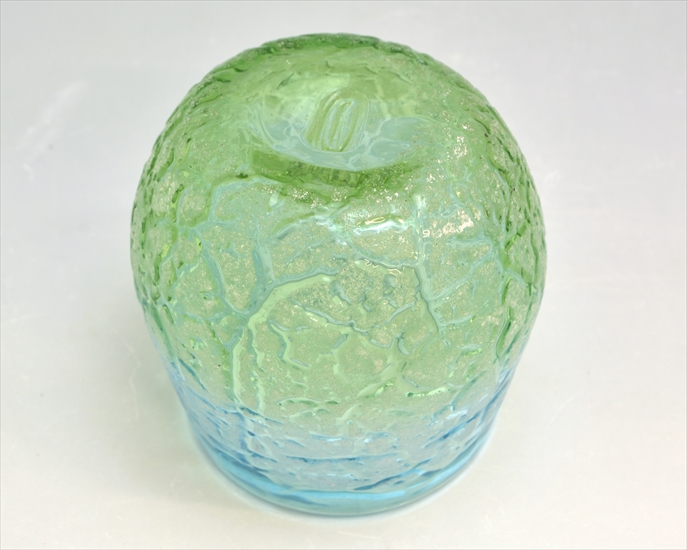 稲嶺盛一郎作(琉球ガラス工房　絆)　アイスカットタルグラス　水/緑　下から