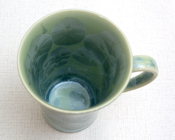 京焼　マグカップ 花結晶　緑 2