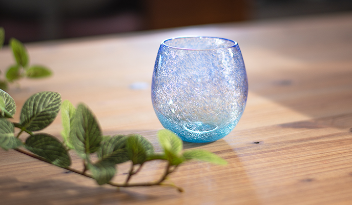 富良野うちひびガラス　タルグラス　ブルー　イメージ