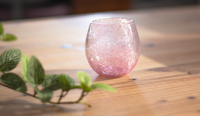 富良野うちひびガラス　タルグラス　ピンク　イメージ